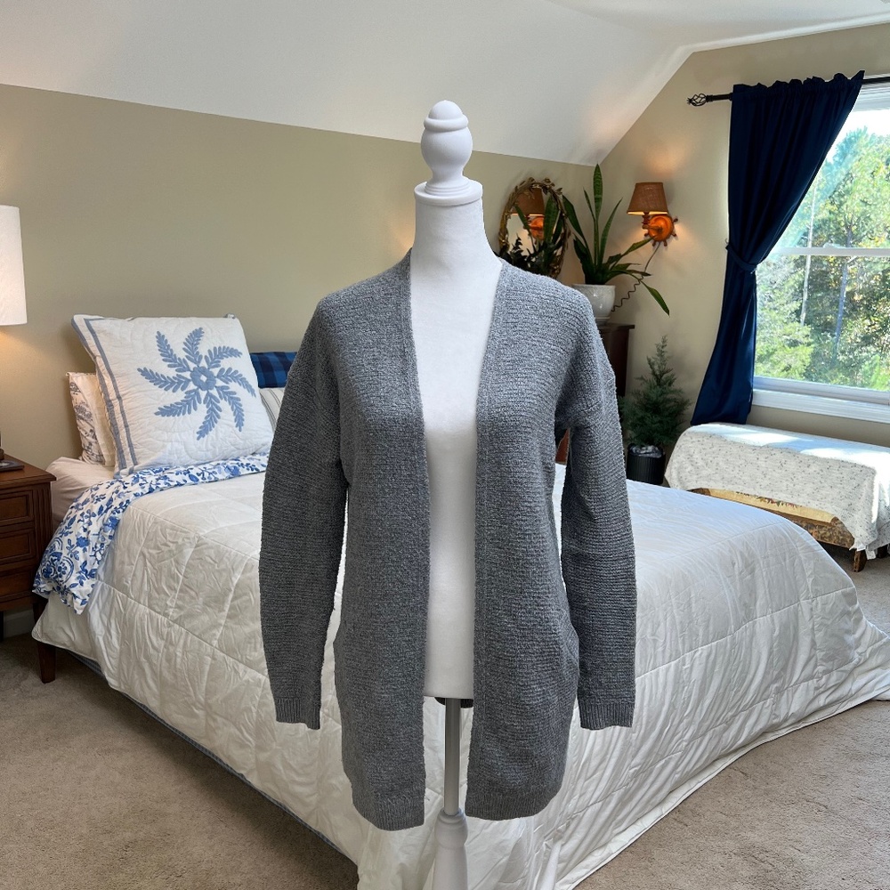 LOFT Super Soft Gray Cardigan with Pockets